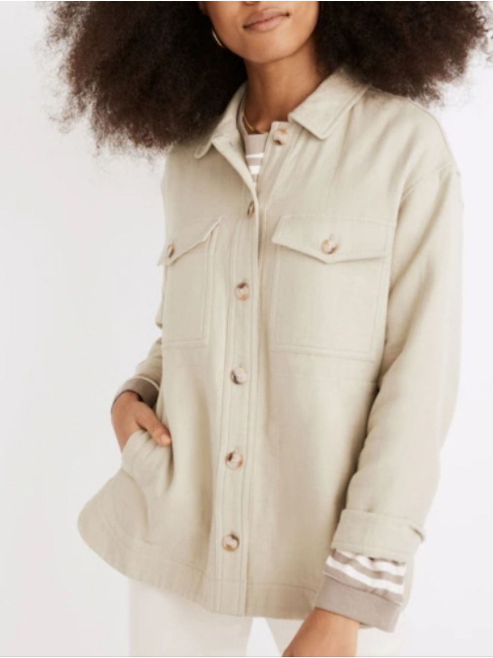 Madewell Waffleback Branner Shirt-Jacket In Faded Seaglass Size Small